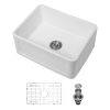 Ceramic White 24 inch Kitchen Single Bowl Farmhouse Sink Rectangular Vessel Sink