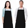 2 Pack Black Aprons for Adults Commercial Chef Apron Kitchen Aprons for Men and Women without Pockets Sublimation Aprons Plain Bib Artist Aprons Set