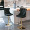 A&A Furniture,Golden Swivel Velvet Barstools Adjusatble Seat Height from 25-33 Inch