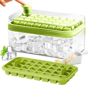 One-Button Release Ice Cubes -Ice Cube Tray with Lid and Bin