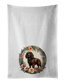 Boykin Spaniel and Flowers Kitchen Towel Set of 2 White Dish Towels Decorative Bathroom Hand towel for Hand, Face, Hair, Yoga, Tea, Dishcloth