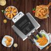 1800W 5 Liters/21 Cups Large Electric Deep Fryer with 3 Frying Baskets for Home Use, Adjustable Temperature,View Window Lid