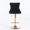 A&A Furniture,Golden Swivel Velvet Barstools Adjusatble Seat Height from 25-33 Inch