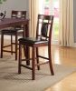 Modern Contemporary 5pc Counter Height Dining Set Cherry / Brown Finish Unique Eyelet Back 4x Chairs