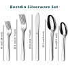 Bestdin Silverware Set for 12, 60 Pieces Stainless Steel Flatware Set, Include Fork Knife Spoon Set, Mirror Polished, Dishwasher Safe