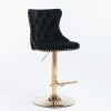 A&A Furniture,Golden Swivel Velvet Barstools Adjusatble Seat Height from 25-33 Inch