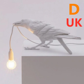 Creative Auspicious Bird Resin Wall Lamp Decoration (Option: White-D-UK)