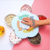 Flower Type Rotating Candy Box Melon Seed Nut Candy Snack Dry Fruit Holder Plastic Storage Box Plate Dish Tray Table Organizer Partition Manager Box P