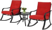 3 Piece Patio Chair, Outdoor Rocking Chairs Set with Coffee Table, Patio Chair