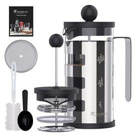 French Press Cafetiere 2 Cups, Stainless Steel Body Shell Coffee Maker- Heat Resistant - Stainless Steel Filter Coffee Press for Coffee Lover (Silver (size: 600ml)