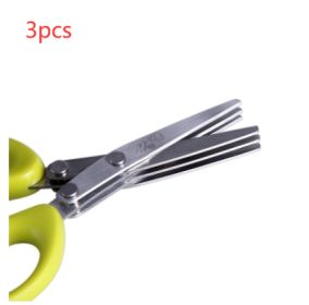 Multifunctional Multi-layer Green Onion Scissors Stainless Steel Onion Cutting Knife Herb Seaweed Spice Scissors Kitchen Scissor Kitchen Gadgets (Option: Green 3PC-3Layers)